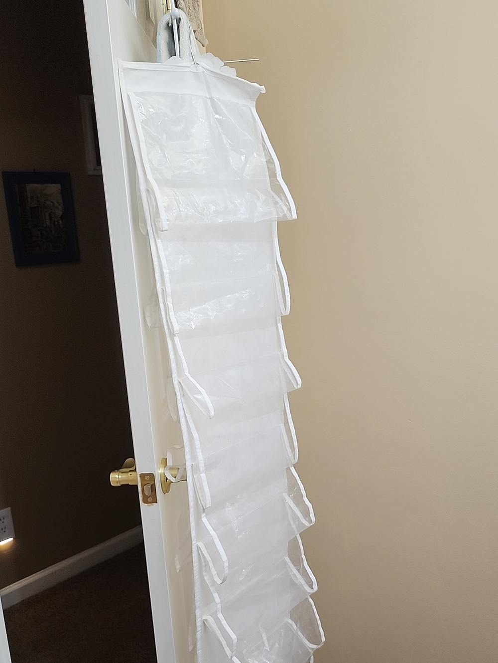 Over-the-Door Hanging Organizer with Clear Pockets — White